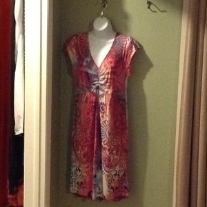 Multi Color Mini Dress with Cap Sleeves